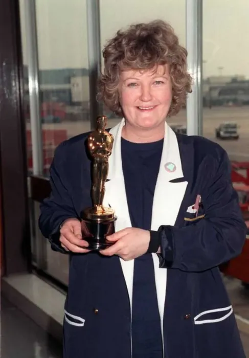 Framed Print : Brenda Fricker actress March 1990 celebrates winning her Oscar at Heathrow Framed Print : Brenda Fricker actress March 1990 celebrates winning her Oscar at Heathrow