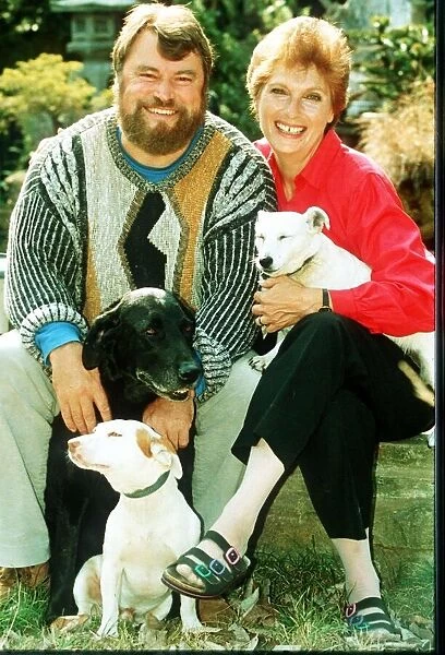 Brian Blessed actor with his wife and dogs