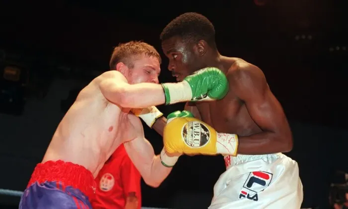 Framed Print : Brian Carr versus Cassius Baloyi boxing 26th June 1999 WBU championship bout Kelvin Framed Print : Brian Carr versus Cassius Baloyi boxing 26th June 1999 WBU championship bout Kelvin