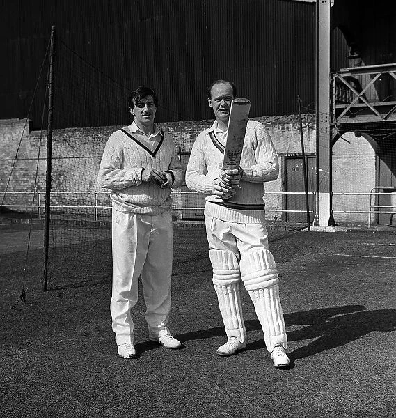 Brian Close (right) and Fred Trueman at the start of the 1964 season pose before practice