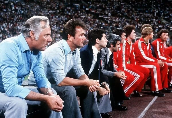 Brian Clough football manager with his assistant Peter Taylor Watching the 1979 European