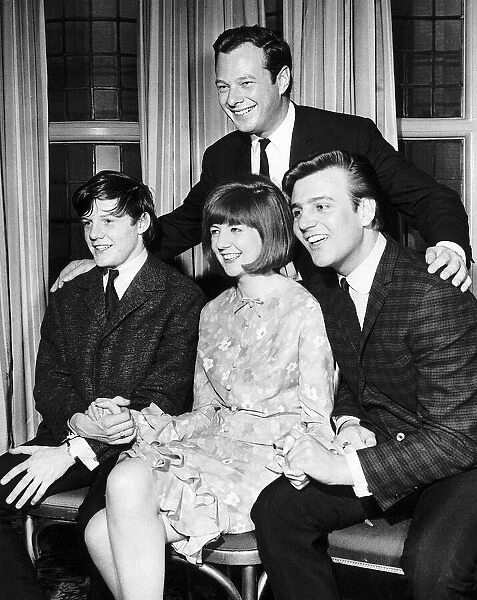 Brian Epstein Artist Manager with three of his acts Tommy Quickley Cilla Black Singer
