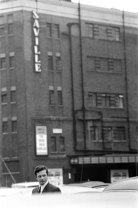 Framed Print : Brian Epstein pictured outside The Saville Theatre, Shaftsbury Avenue, London