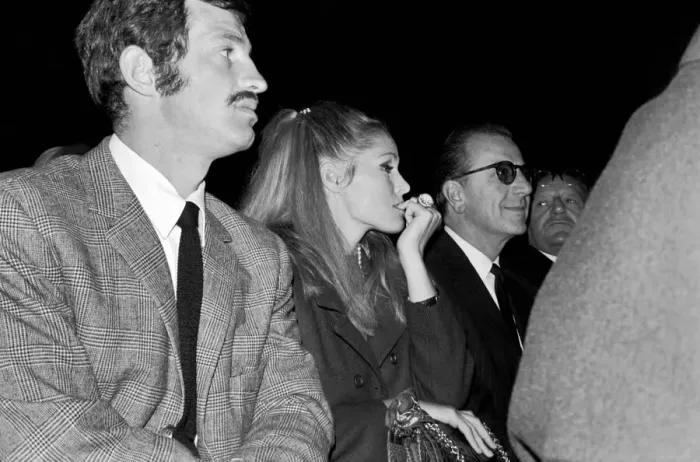 Framed Print : Brian London v. Cassius Clay: Actress Ursula Andress watching the fight