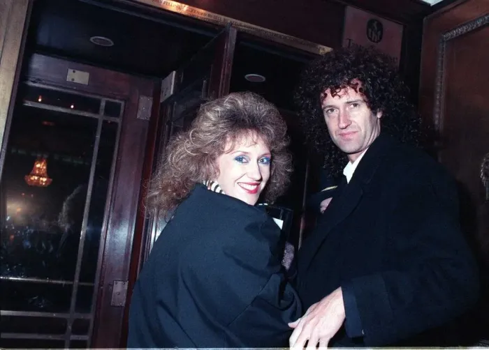 Framed Print : Brian May guitarist Anita Dobson actress Feb 90 TV prog Eastenders cast dinner Framed Print : Brian May guitarist Anita Dobson actress Feb 90 TV prog Eastenders cast dinner