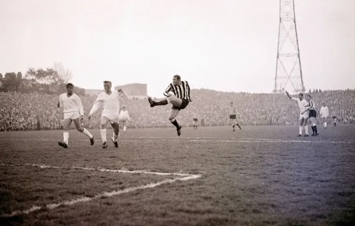 Framed Print : Brian Pop Robson shoots for goal during the Newcastle United v Ujpest Dosza Fairs cup Framed Print : Brian Pop Robson shoots for goal during the Newcastle United v Ujpest Dosza Fairs cup