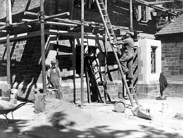 Bricklayers at work. August 1939