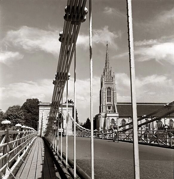 The bridge and church at Marlow in Buckinghamshire, England circa 1950s