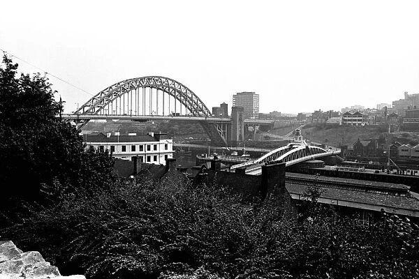 The Bridge Hotel, Newcastle, manager Bert Young and customers admire the view of the Tyne