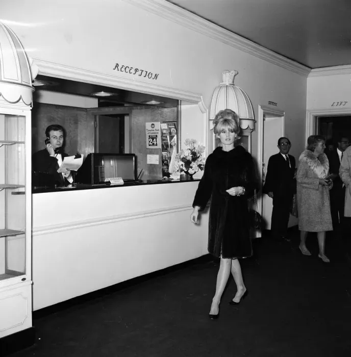 Framed Print : Brigitte Bardot (30) actress pictured leaving the Westbury Hotel in Mayfair Framed Print : Brigitte Bardot (30) actress pictured leaving the Westbury Hotel in Mayfair