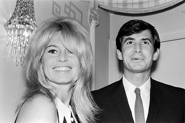 Brigitte Bardot (30) & Antony Perkins (31) pictured during photocall press conference at