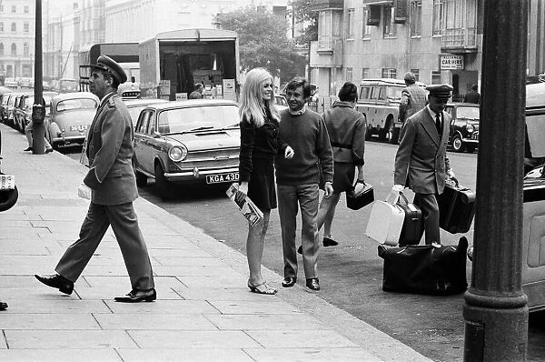 Brigitte Bardot, French actress, filming outside the Windsor Hotel, Lancaster Gate