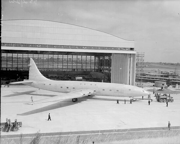 The Bristol Brabazon aeroplane is rolled out of its hangar