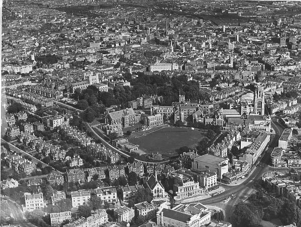 Bristol Cathedral and University and the city beyond seen from the air 1959