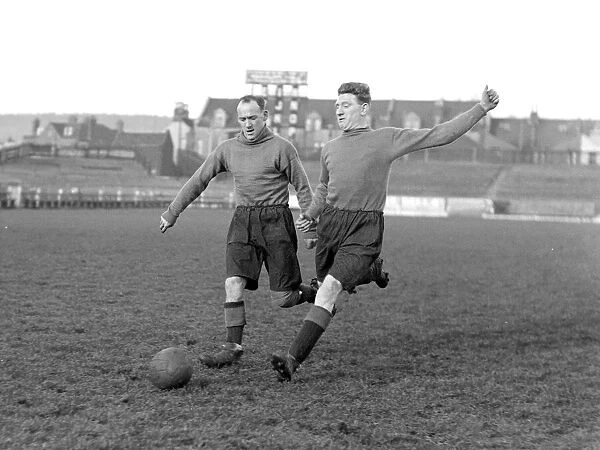 Bristol City FC. J. Paul and T. Scott in training. 11th December 1929. DM17168