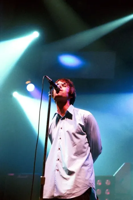Framed Print : Brit pop band Oasis perform in concert at the Whitley Bay Ice Rink 19  /  01  /  96