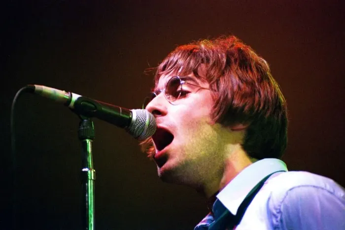 Framed Print : Brit pop band Oasis perform in concert at the Whitley Bay Ice Rink 19  /  01  /  96