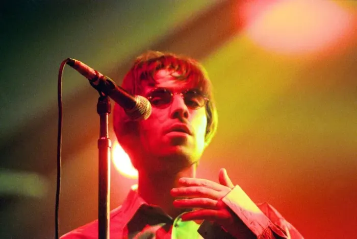 Framed Print : Brit pop band Oasis perform in concert at the Whitley Bay Ice Rink 19  /  01  /  96