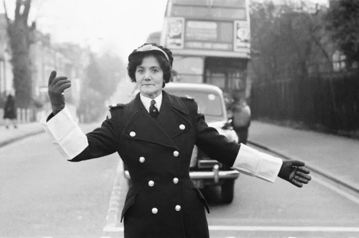 Framed Print : Britains first Traffic Warden to control traffic as opposed to booking cars for Framed Print : Britains first Traffic Warden to control traffic as opposed to booking cars for