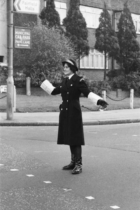 Framed Print : Britains first Traffic Warden to control traffic as opposed to booking cars for Framed Print : Britains first Traffic Warden to control traffic as opposed to booking cars for