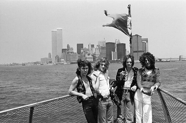 One of Britains top pop groups Slade are pictured on their way to visit the Statue
