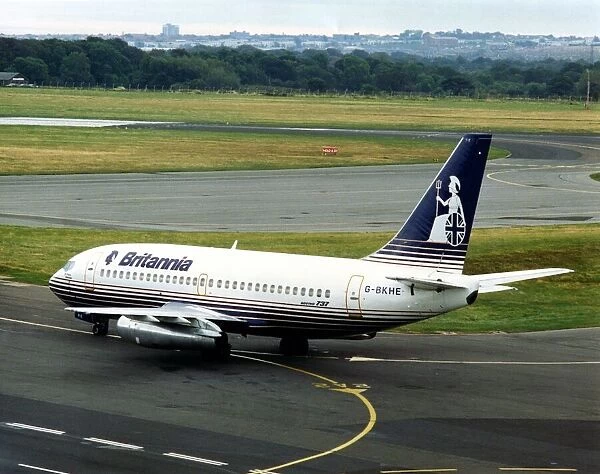 A Britannia Airways Boeing 737 airliner  /  aircraft about to depart from Newcastle Airport