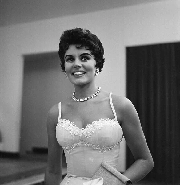 British actress Eunice Gayson attends a party for The Kentuckian, Venice Film Festival
