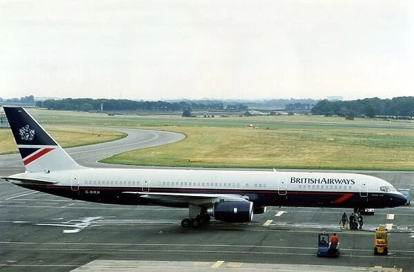 A British Airways 757, named Windsor Castle, taxis at Newcastle Airport