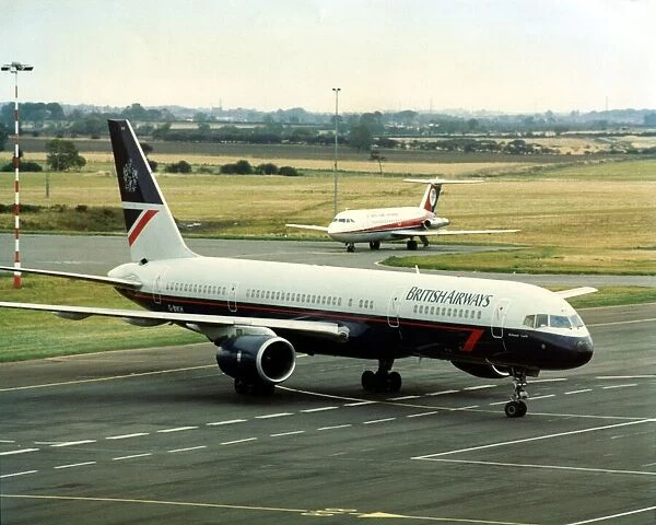 A British Airways 757, named Windsor Castle, taxis at Newcastle Airport