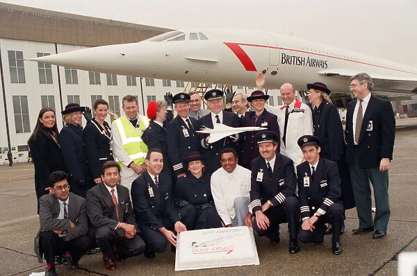 British Airways Concorde 20th Birthday is celebrated with champagne and a cake