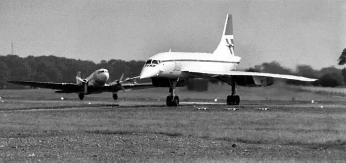 Framed Print : A British Airways Concorde airliner  /  aircraft lands at Newcastle Airport