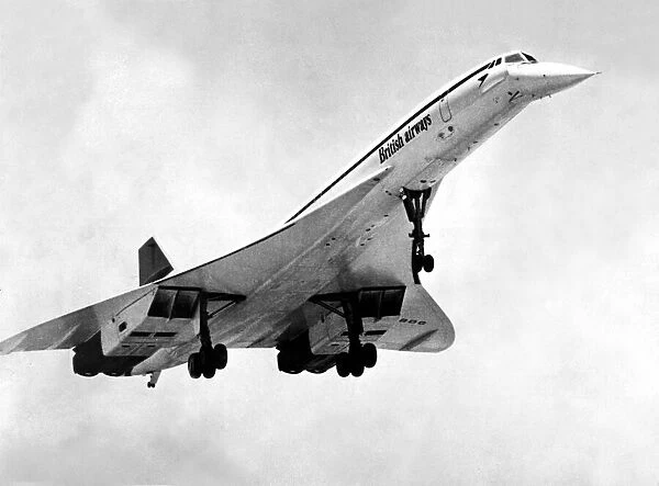 A British Airways Concorde pictured on take-off. (Circa February, 1979)