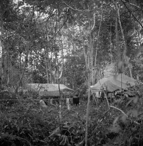 A British anti terrorist jungle camp in Malaya in 1959