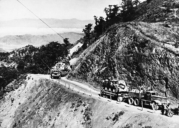 British armour makes its way along the road from Imphal to Tamu. 8th February 1945