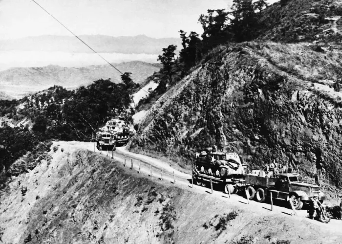 Framed Print : British armour makes its way along the road from Imphal to Tamu. 8th February 1945 Framed Print : British armour makes its way along the road from Imphal to Tamu. 8th February 1945