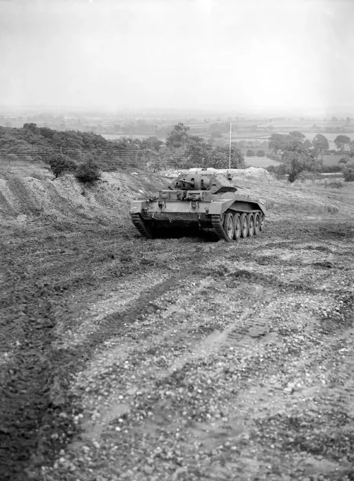 Framed Print : A British army Crusader tank with 6lb cannon being tested near Salisbury plain in