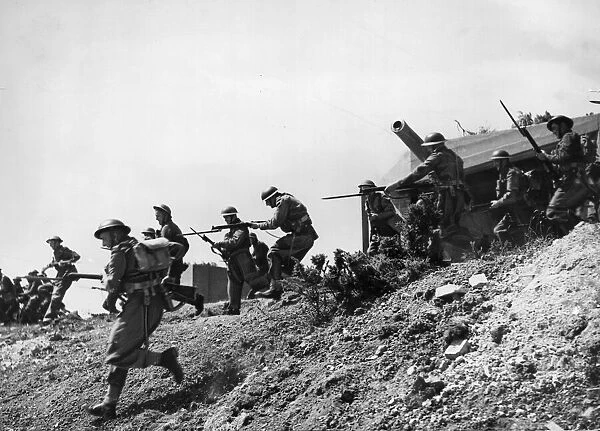 British Army soldiers in training, practicing invasion exercises on the East Coast of