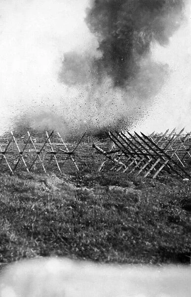 British artillery seen here bombarding the German wire on the Somme battlefield