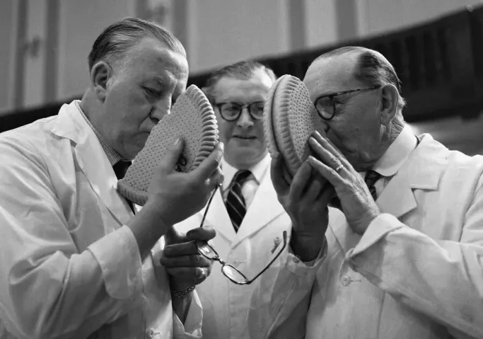 Framed Print : British Baking Exhibition Caxton Hall 23rd March 1961 Left to Right Mr W Millar