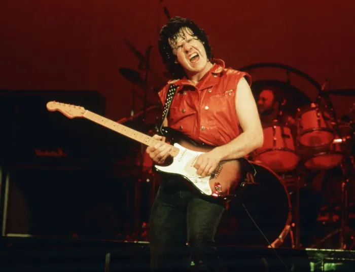 Framed Print : British blues guitarist and singer Gary Moore performing in concert at the Hammersmith Framed Print : British blues guitarist and singer Gary Moore performing in concert at the Hammersmith