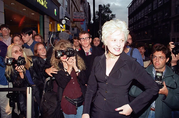 British fashion designer Vivienne Westwood arriving at the Naomi Campbell book launch