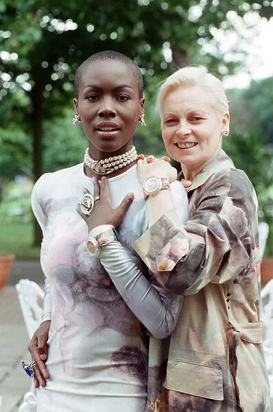 British fashion designer Vivienne Westwood, pictured with model Chrissie