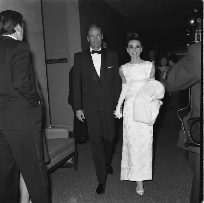 Framed Print : British Film Academy Awards 1964 Mel Ferrer and Audrey Hepburn Y2K