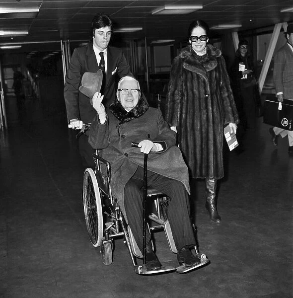 British film actor Sir Charlie Chaplin arrives at heathrow airport