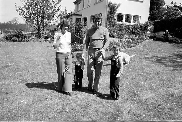 British golfer Tony Jacklin at home with his wife and children May 1975