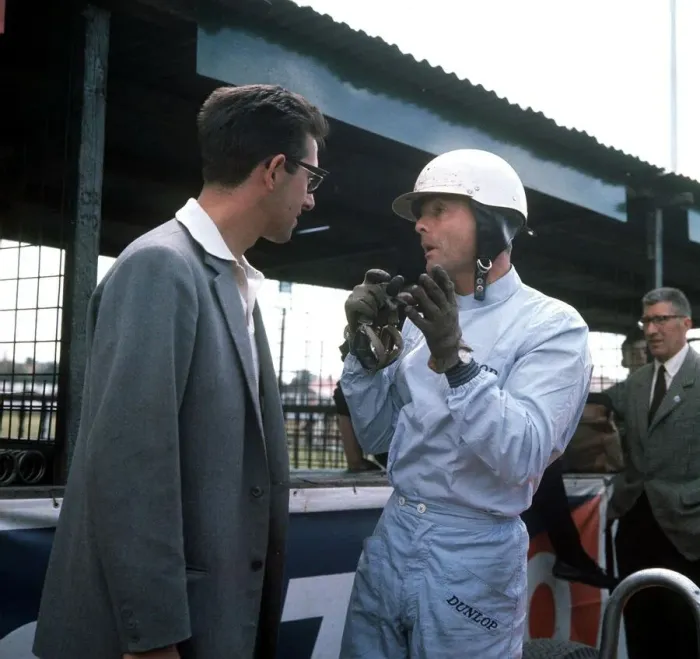 Framed Print : British Grand Prix 1962 Aintree July 1962 Phil Hill of Ferrari talking to unknown Framed Print : British Grand Prix 1962 Aintree July 1962 Phil Hill of Ferrari talking to unknown