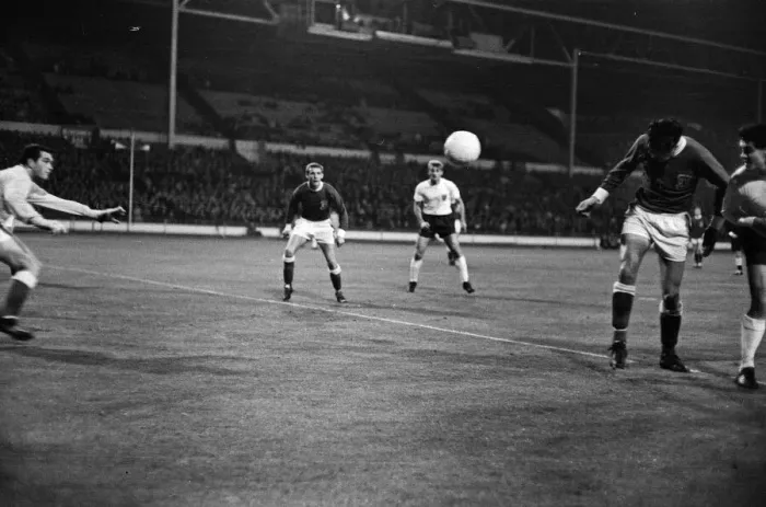 Framed Print : British Home Championship match at Wembley Stadium. England 2 v Wales 1 Framed Print : British Home Championship match at Wembley Stadium. England 2 v Wales 1