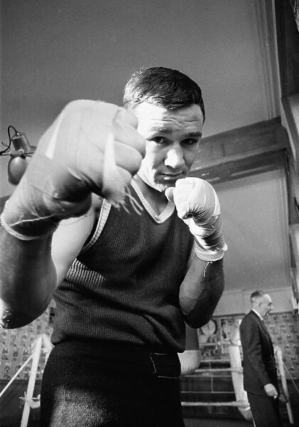 British lightweight champion boxer Dave Charnley training in preparation for his title