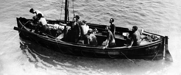 British merchant seamen striving to reach land after being at sea for ten days - victims