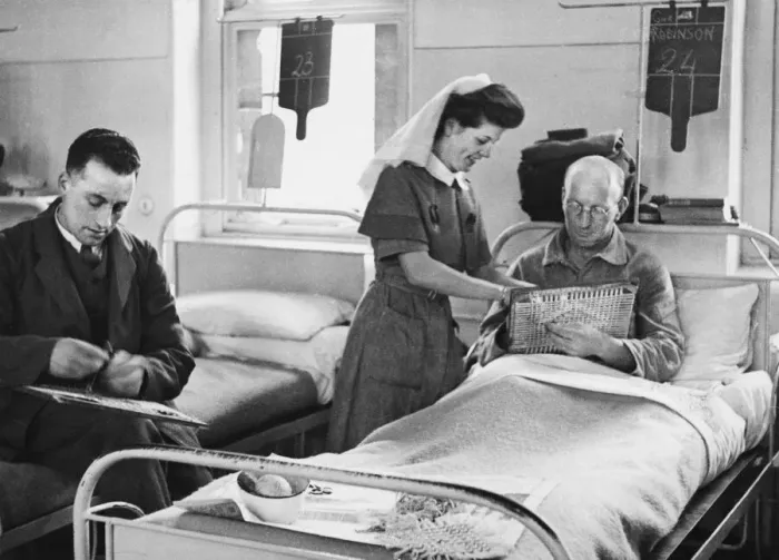 Framed Print : British military hospital. Sister Y. Fletcher watching her patients Framed Print : British military hospital. Sister Y. Fletcher watching her patients
